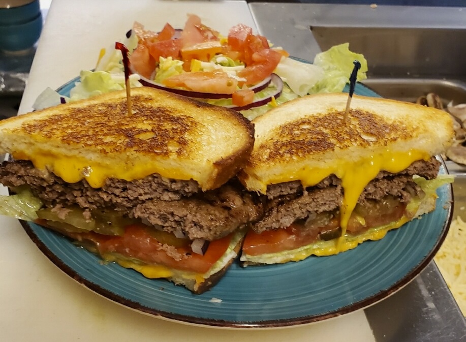 Hula’s Patty Melt served at Hula’s restaurant in Escalon
